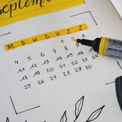 a day planner with coffee