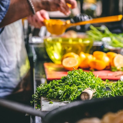 a chef preparing food